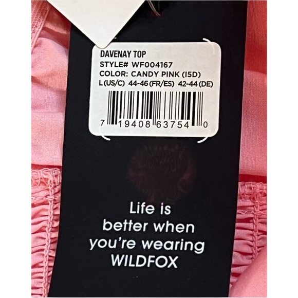 Wildfox Ruffle One Shoulder Davenay Top, Color Candy Pink, Size Large - Picture 10 of 11